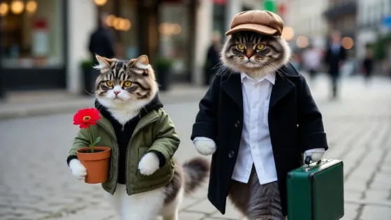 Classic movie scenes with cute animal characters